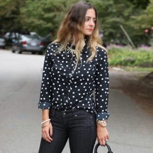 Merona Black and White Polka Dot Button Down S